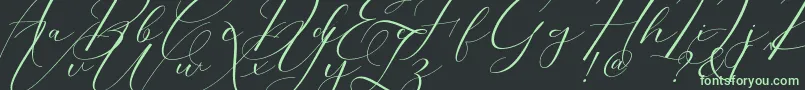 Morris Script-Schriftart – Grüne Schriften auf schwarzem Hintergrund