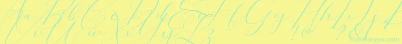 Morris Scriptフォントについての詳細 フォントMorris Script – 黄色い背景に緑の文字