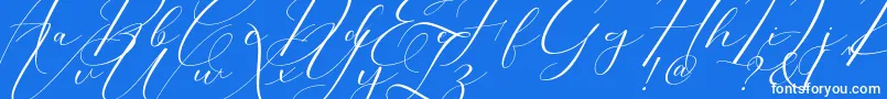 Morris Script-Schriftart – Weiße Schriften auf blauem Hintergrund