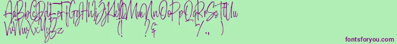 Morristone Demo Font – Purple Fonts on Green Background