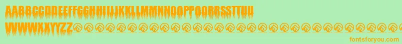 Mortem Throne Font – Orange Fonts on Green Background