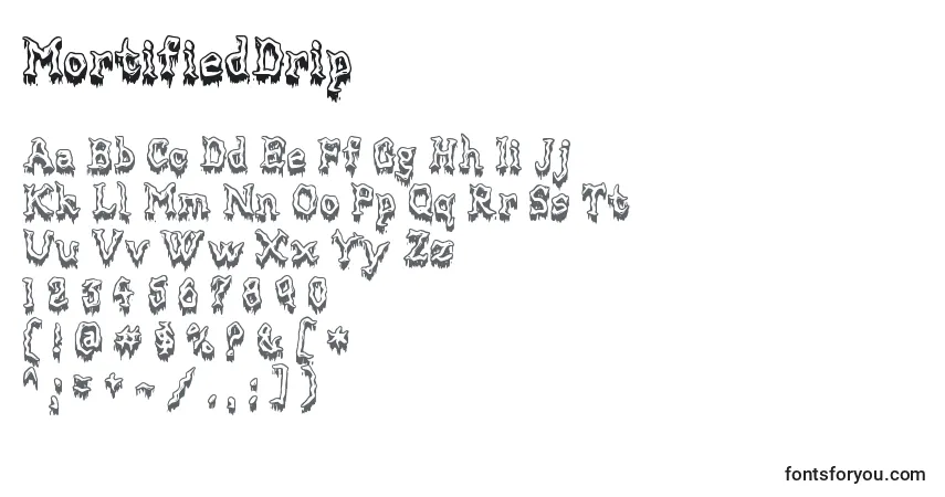 Schriftart MortifiedDrip – Alphabet, Zahlen, spezielle Symbole