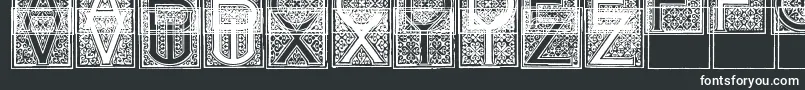 Mosaic i-Schriftart – Weiße Schriften auf schwarzem Hintergrund
