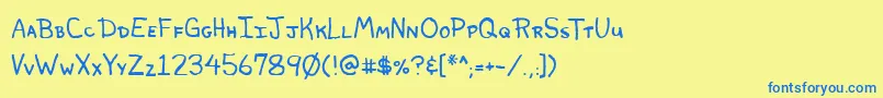 FountainAvenue-Schriftart – Blaue Schriften auf gelbem Hintergrund