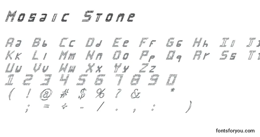 A fonte Mosaic Stone – alfabeto, números, caracteres especiais