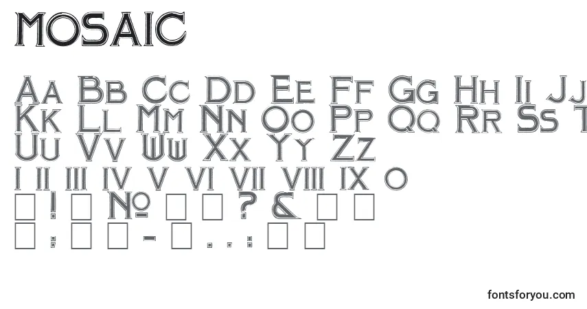 Czcionka MOSAIC (134961) – alfabet, cyfry, specjalne znaki