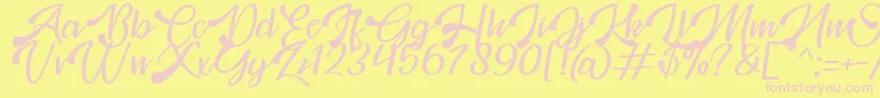 Mosgrade Personal Use-Schriftart – Rosa Schriften auf gelbem Hintergrund