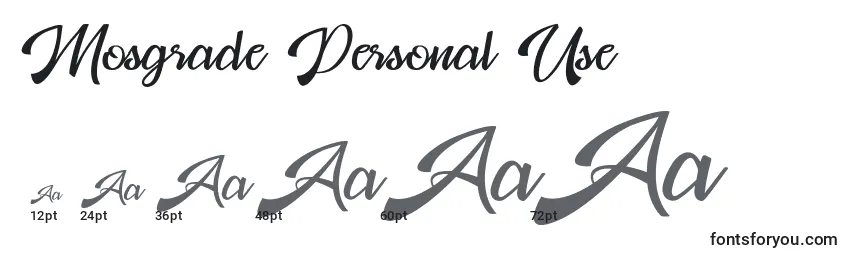 Mosgrade Personal Use Font Sizes