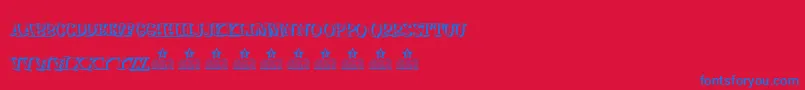 MOSKITOES SHADOW PERSONAL USE-Schriftart – Blaue Schriften auf rotem Hintergrund