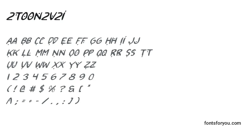 Czcionka 2toon2v2i – alfabet, cyfry, specjalne znaki