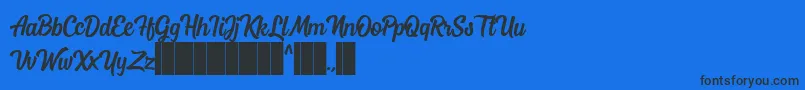 Mostley Script-fontti – mustat fontit sinisellä taustalla