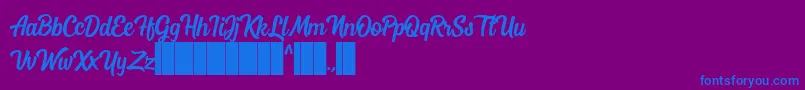 Mostley Script Font – Blue Fonts on Purple Background