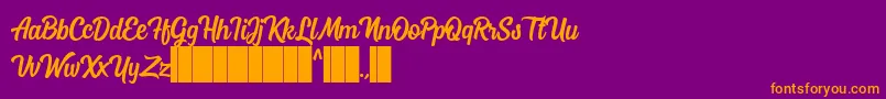 Mostley Script Font – Orange Fonts on Purple Background