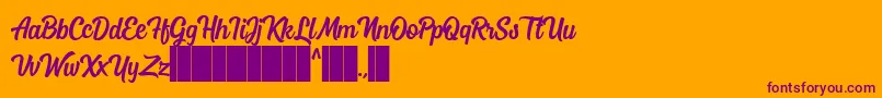 Mostley Script Font – Purple Fonts on Orange Background