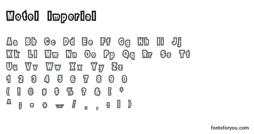 Schriftart Motel Imperial – Alphabet, Zahlen, spezielle Symbole
