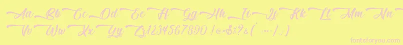 Шрифт Mother Batik   Personal Use – розовые шрифты на жёлтом фоне