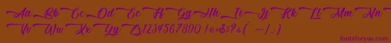 Mother Batik   Personal Use-Schriftart – Violette Schriften auf braunem Hintergrund