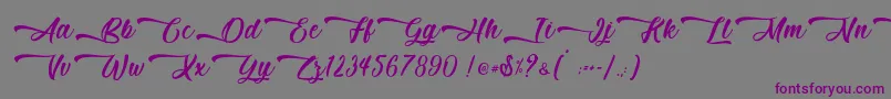 Mother Batik   Personal Use-fontti – violetit fontit harmaalla taustalla
