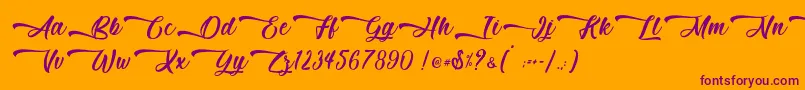 Mother Batik   Personal Use-fontti – violetit fontit oranssilla taustalla