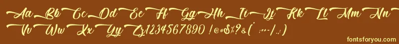 Шрифт Mother Batik   Personal Use – жёлтые шрифты на коричневом фоне