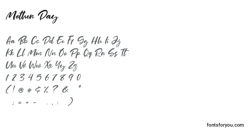 Шрифт Mother Day (134977) – алфавит, цифры, специальные символы