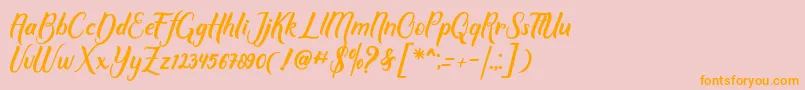 フォントMother love – オレンジの文字がピンクの背景にあります。