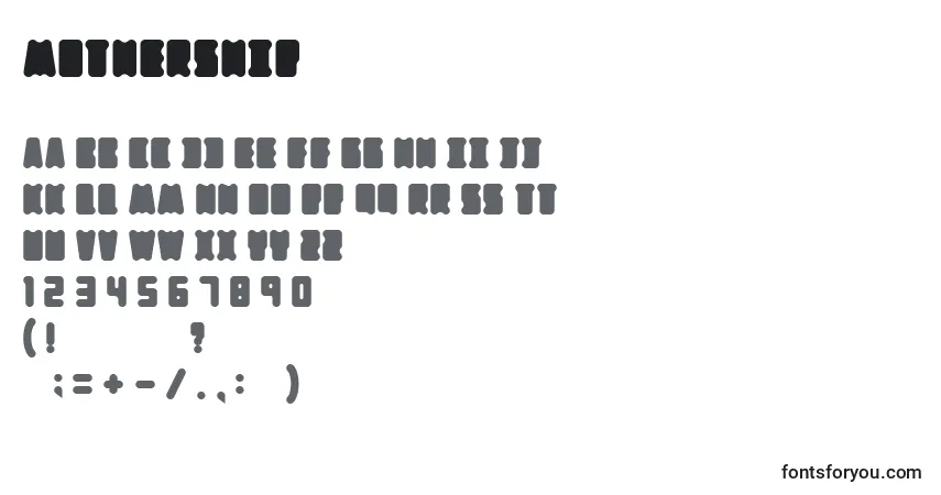 Шрифт Mothership (134980) – алфавит, цифры, специальные символы