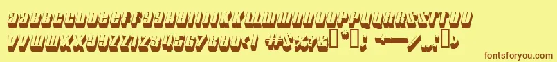 フォントmotorcade – 茶色の文字が黄色の背景にあります。