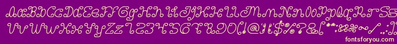 Fonte Motorcycle Bold Italic – fontes amarelas em um fundo roxo