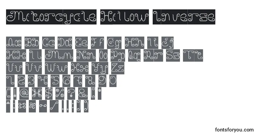 Шрифт Motorcycle Hollow Inverse – алфавит, цифры, специальные символы