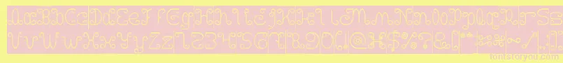 Motorcycle Hollow Inverse-fontti – vaaleanpunaiset fontit keltaisella taustalla