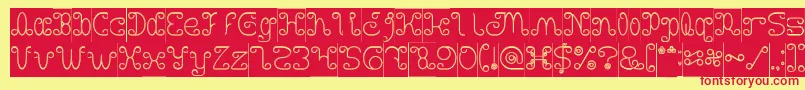 Motorcycle Hollow Inverse-Schriftart – Rote Schriften auf gelbem Hintergrund