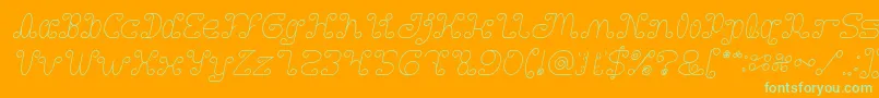 Motorcycle Italic-Schriftart – Grüne Schriften auf orangefarbenem Hintergrund