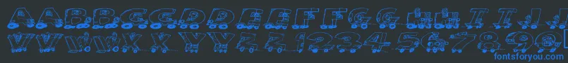 Motoring Font – Blue Fonts on Black Background