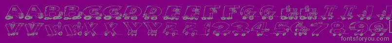 Motoring-Schriftart – Graue Schriften auf violettem Hintergrund