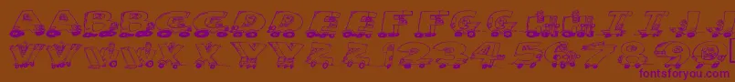 Motoring-Schriftart – Violette Schriften auf braunem Hintergrund