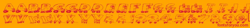 Motoring Font – Red Fonts on Orange Background