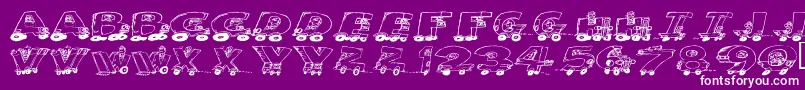 Motoring-Schriftart – Weiße Schriften auf violettem Hintergrund