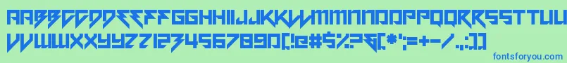 フォントMotorstrike – 青い文字は緑の背景です。