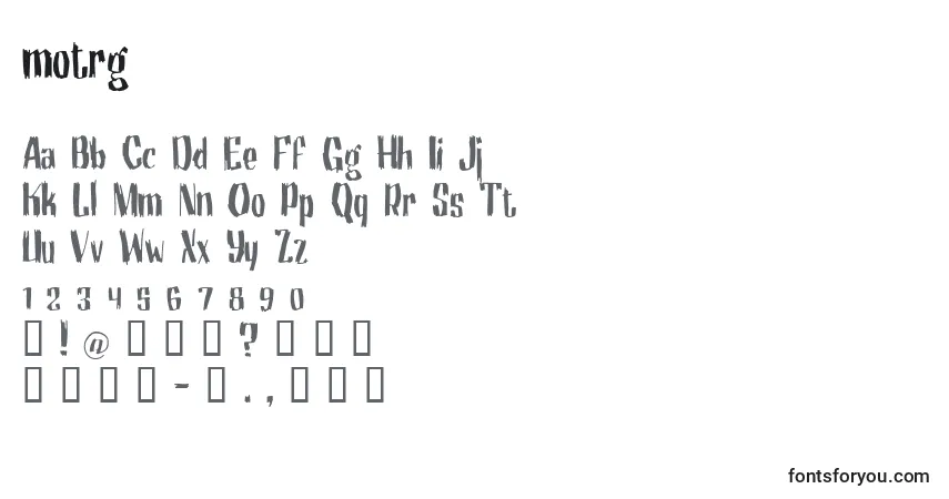 Motrg    (134997)-fontti – aakkoset, numerot, erikoismerkit