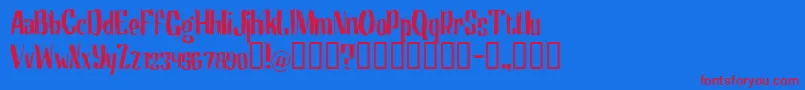 motrg   -Schriftart – Rote Schriften auf blauem Hintergrund