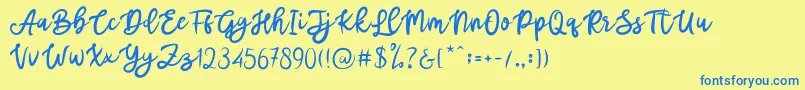 Mottas Font – Blue Fonts on Yellow Background
