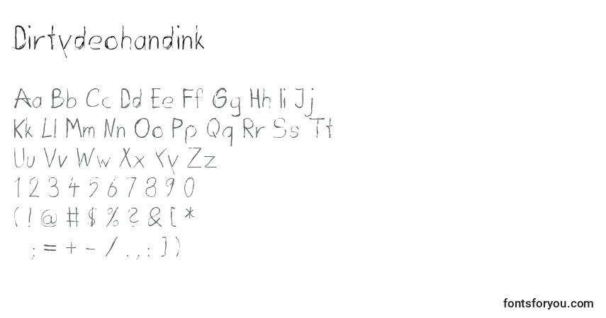 characters of dirtydeohandink font, letter of dirtydeohandink font, alphabet of  dirtydeohandink font
