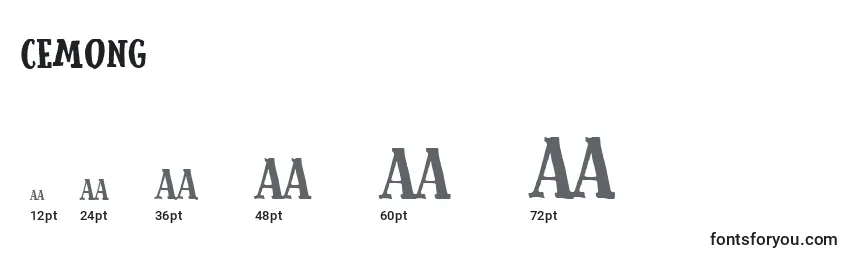 sizes of cemong font, cemong sizes