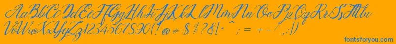 Mottingham Demo Font – Blue Fonts on Orange Background