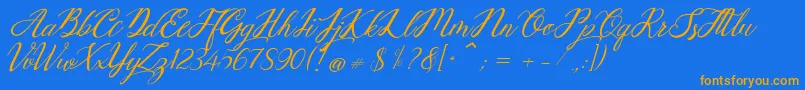 Mottingham Demo Font – Orange Fonts on Blue Background