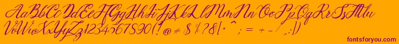 Mottingham Demo-Schriftart – Violette Schriften auf orangefarbenem Hintergrund