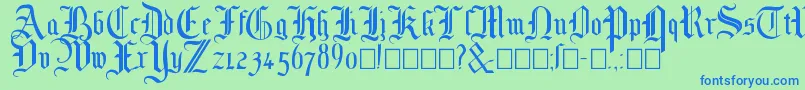 Mottisfont No 1 Font – Blue Fonts on Green Background
