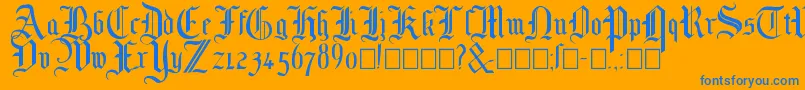 Mottisfont No 1 Font – Blue Fonts on Orange Background
