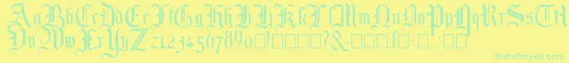 Fonte Mottisfont No 1 – fontes verdes em um fundo amarelo